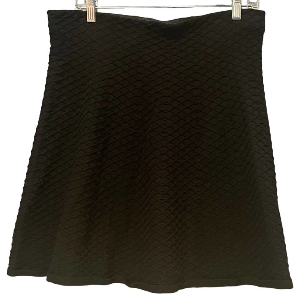 Saks Fifth Avenue Womens Skirt Size L Black Midi Cotton Blend Knit Fishnet NWT
